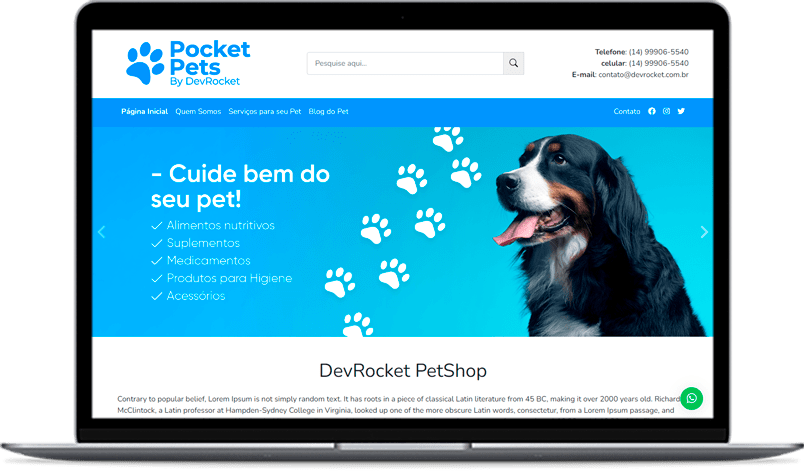DevRocket Pocket - Site Exemplo - PetShop